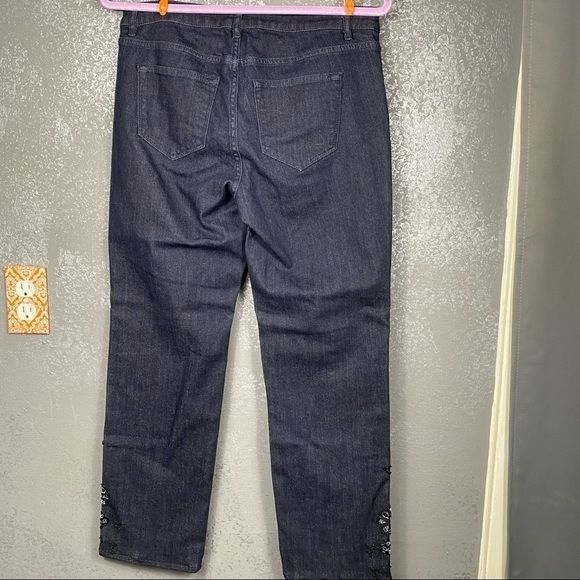 Elie Tahari Womens Azella Embellished Embroidered Skinny Jeans black beaded - Picture 11 of 12